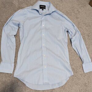 Bonobos Jetsetter Stretch Dress Shirt 14.5 32 Blue End on End Dobby